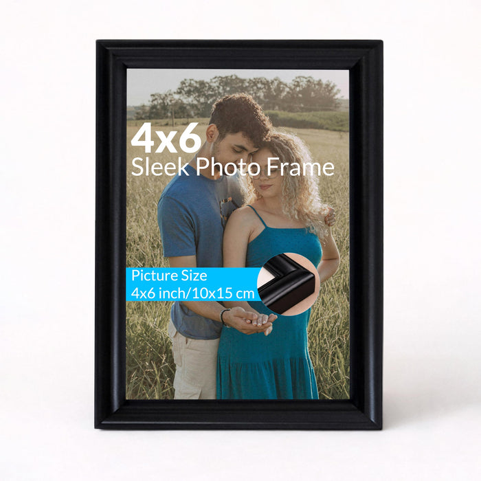 Art Street Picture Table Photo Frame Set of 2 for Bedroom, Tabletop Frames with Stand, Modern Farmhouse Photo Frames for Couples, Weddings, Home Decor, Portrait or Landscape Display (Black, 4x6 Inch)
