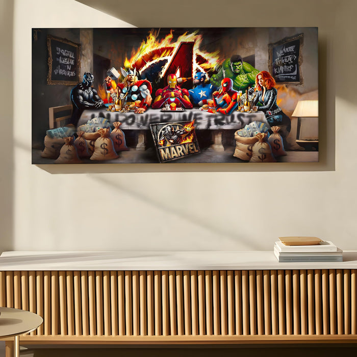 Pop Art Wall Painting | Luxury Action-Themed Stretched Canvas Artwork for Living Room, Office & Studio Décor, 22x46 Inch