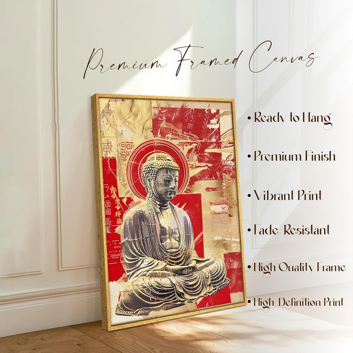 Abstract Buddha Figure Multicolor Spiritual Painting on Stretched Canvas – Frameless Unframed Gallery Wrap Canvas Wall Art 22x34 Inch