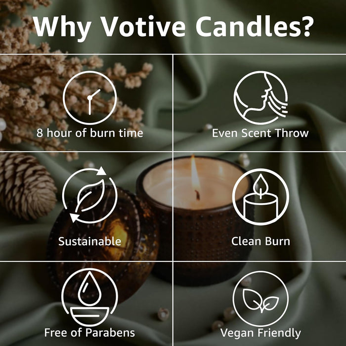 Oudh Scented Soy Wax Glass Votive Candle for Diwali Gifting | Glass Jar, Premium Collection Candle (Oudh)