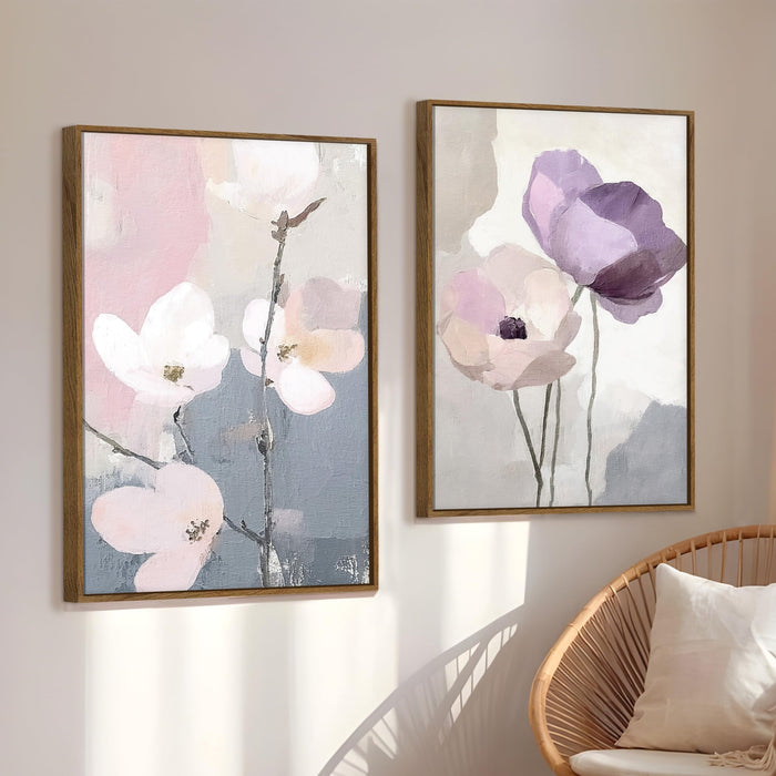 Magnolia Flower Canvas Wall Painting Bohemian Large Wall Art Painting for Living Room Decoration, Stylish Large Wall Art Print for Wall Decor (Set of 2, 58x89 cm)