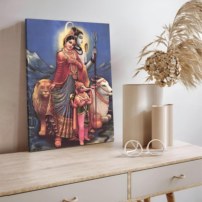 Spiritual Stretched Canvas Pooja room Temple Wall Art Print Painting on Stretchd-Canvas Suits for Pooja-room, Mandir, Hallways, Living Room, Office (30x41 CM)