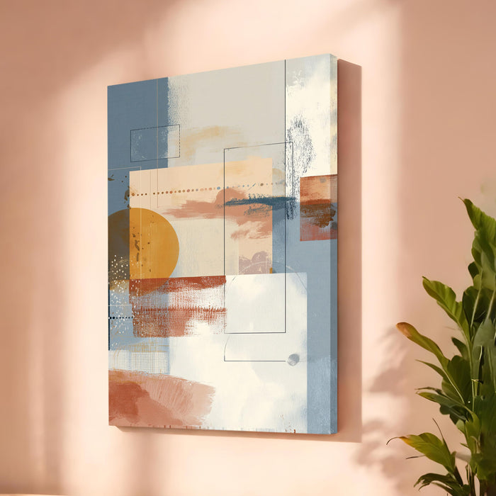 Modern Abstract Stretched Canvas Painting For Living Room | Multicolor ...