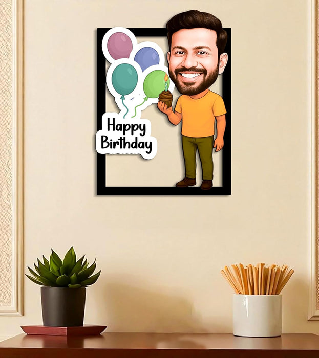 Happy Birthday For Men Personalized Gift for Friends, Brother, BFF, Boyfriend, Father Character Caricature Standee, Photo Frame Unique Design Customized Gift for Friends & Family
