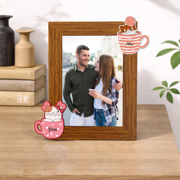 Art Street Table Photo Frame with MDF Magnet Sticker | Magnetic Message Sticker Couple Photo Frame for Valentine day, Anniversary Gift (4x6 Inch)