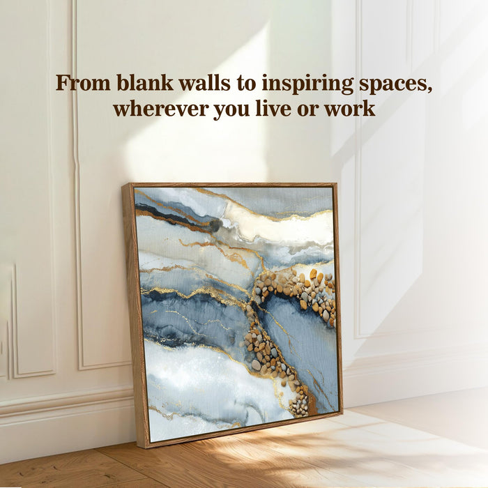 Abstract Geode Framed Painting For Living Room | Luxury Crystal Stone Large Canvas Painting With Frame Wall Art For Bedroom, Hallway's, Office, Hotel, Size 58x58 cm