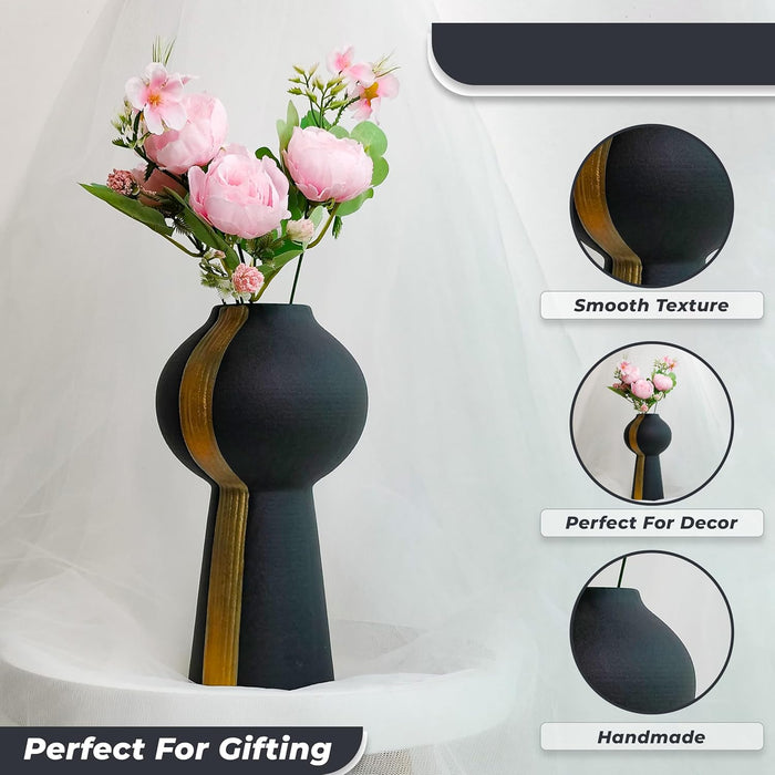 Ceramic Flower Vase for Home Décor, (3x8 inch), Flowers Not Included
