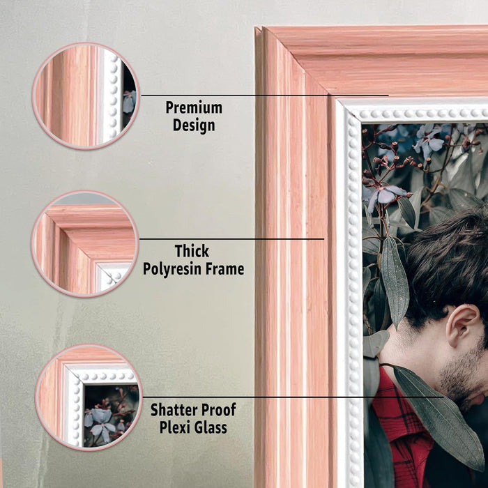 Photo Frame for Table, Plexi Glass, Engineered Wood Photo Frame (Pink)