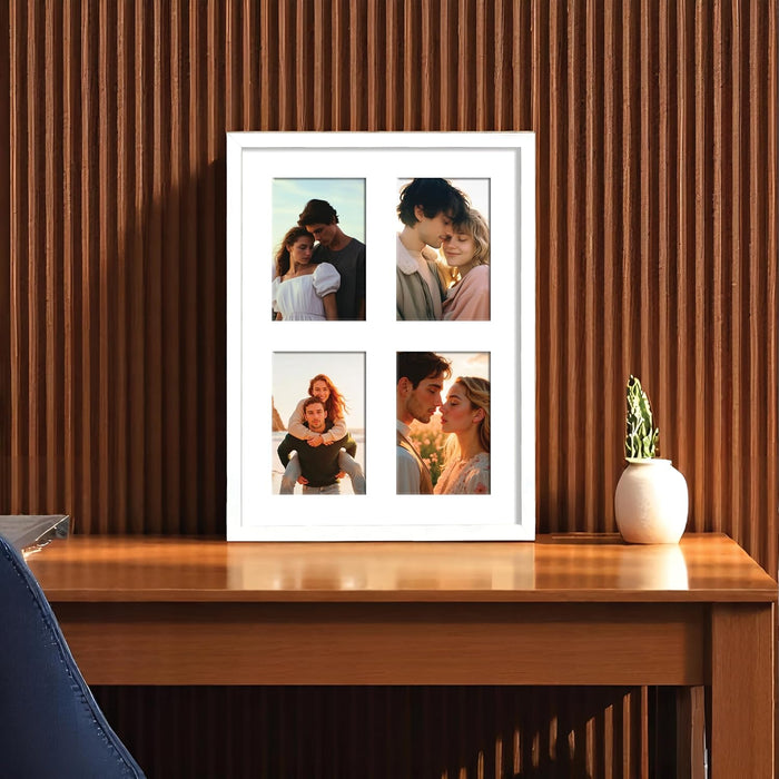 Photo Frame Collage 10x15 cm Photos Display 4 Openings Wall Mounting Home Décor Photo-Frame (34x44 cm)