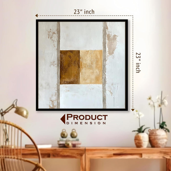 Multicolor Abstract Canvas Wall Art Painting – White Beige Brown Gallery Wrap Canvas Wall Décor Painting (56x56 cm)