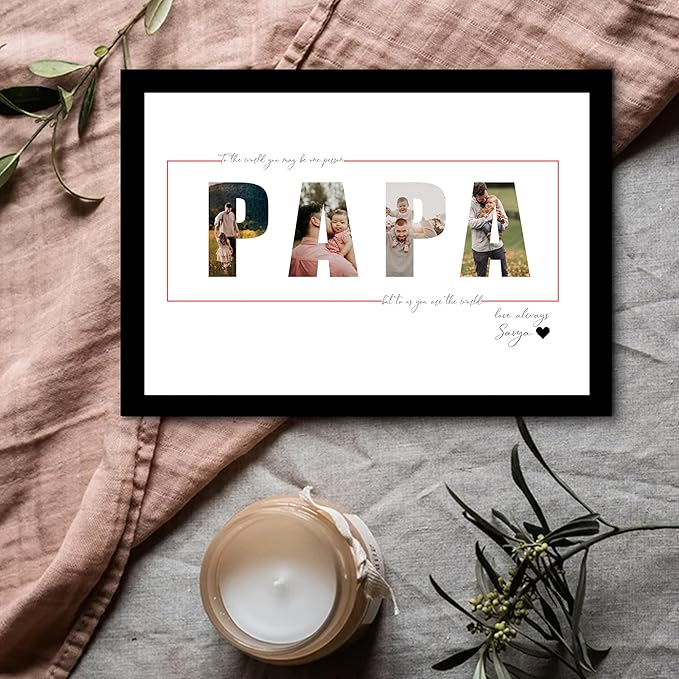 SNAP ART Customized Father's Day Gift for your DAD with Collage print along with Text, Photo Frame With Photo Upload (9.2x12.6 Inch)
