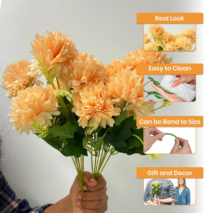 Art Street Artificial Flower Bunch| Silk Peach Hydrangea Flower for Home|