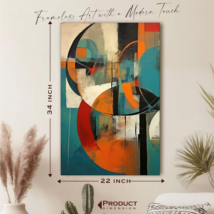 Abstract Stretched Canvas Multicolor Wall Art Painting Geometric Digital Painting ‰ÛÒ 22x34 Inch