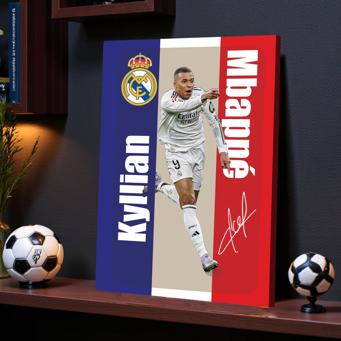 Kylian Mbappé Wall Art Canvas Painting Poster – Real Madrid CF Superstar Football Wall Decor for Football Fans, For Living Room, Bedroom, and Home & Office Décor, 16 x 22 Inch