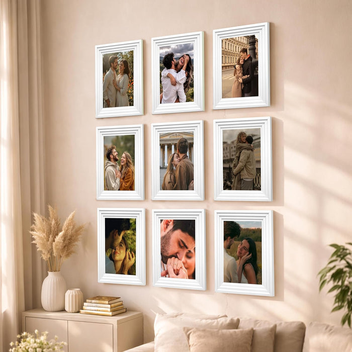 Wooden Cave Design Photo Frame Set of 9 | Black Picture Frames for Photos, Artwork & Certificates | Wall Décor for Living Room & Home (11x14 Inch)