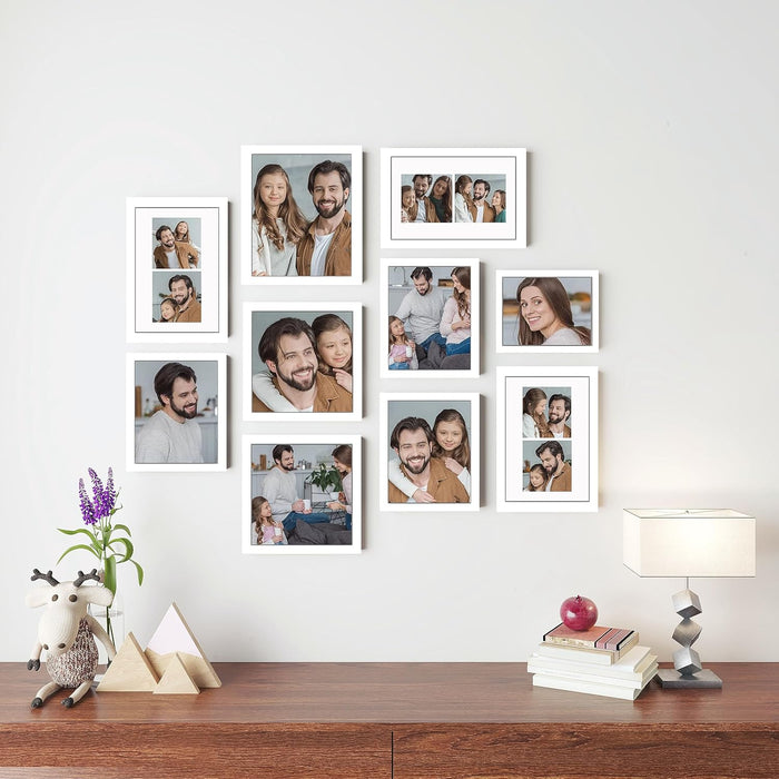 Wall Photo Frame Set of 8 | Gallery Wall Collage Picture Frames | Family Photo Display for Home Decor | Wall Hanging | 8x8 & 8x12 Inch