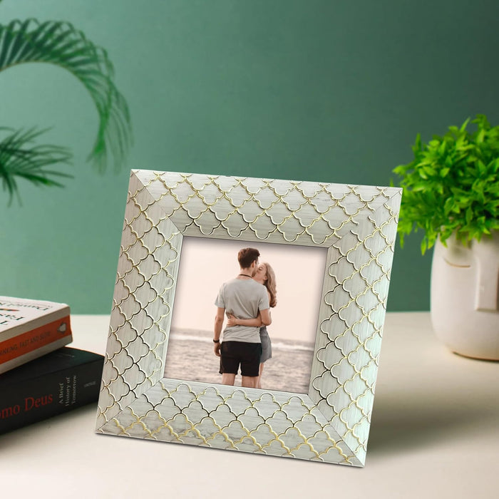 Photo Frame for Tabletop | Plexiglass, Frame for Home and Office Decoration (White, 5x5 Inch)