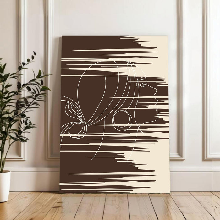 Abstract Women Dark face Pattern Stretched Canvas Wall Art Modern Boho Illustration Painting for Home & Office Wall Decor, (16x22 Inch)