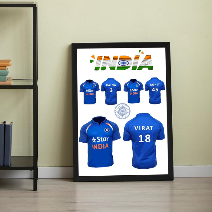 Art Street Framed Wall Hanging Art Print of Indian Cricket Team ODI Jersey Sports Poster For Home Decor, Living Room, Hotel and Office Decoration (12.7X17.5 Inch)