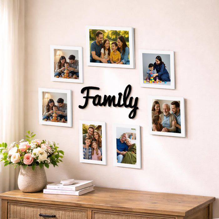 Family Photo Frame Set of 7 for Wall Decor, Wooden Finish Collage Picture Frames for Living Room, Bedroom, Multi-Size Wall Hanging Gallery Frame Set, (4 Sets 4x6, 2 Set 6x4, 1 Set 6x8 Inch)