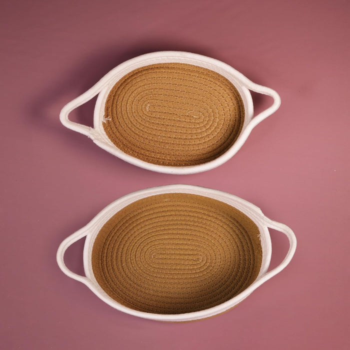 Jute Basket Round Shape Foldable Gift Basket, Storage and Organizer Jute Baskets with Handle (Set of 2)