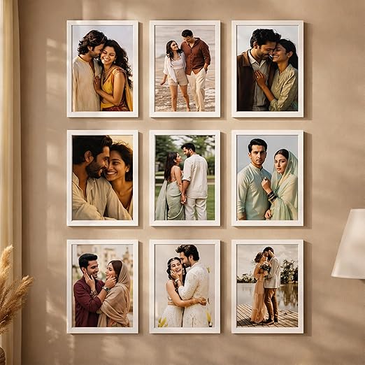 Wooden Cave Design Photo Frame Set of 9 | Black Picture Frames for Photos, Artwork & Certificates | Wall Décor for Living Room & Home (11x14 Inch)