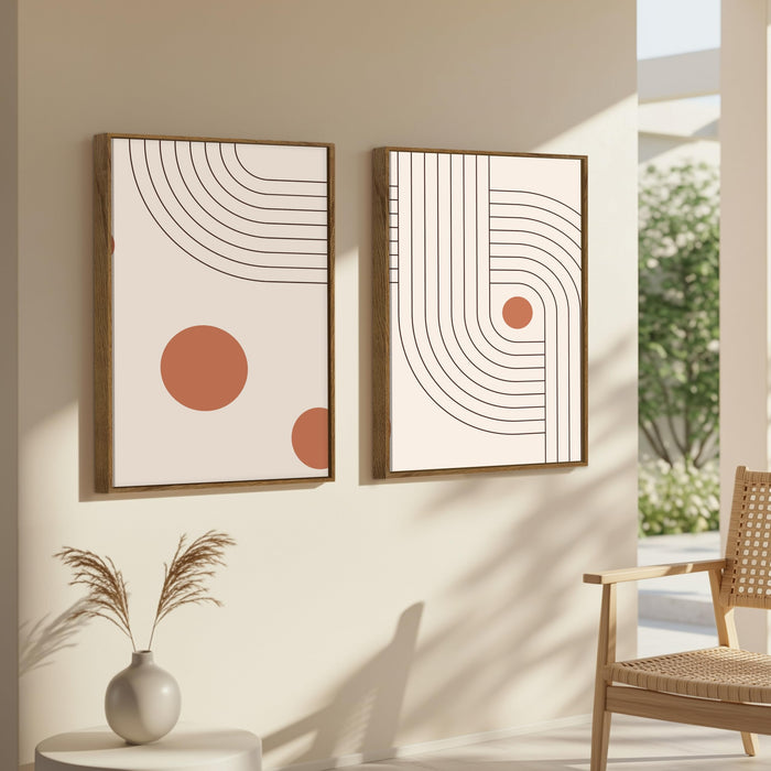 Boho Geometric Abstract Canvas Wall Painting Bohemian Large Wall Art Painting for Living Room Decoration, Stylish Large Wall Art Print for Wall Decor (Set of 2, 58x89 cm)