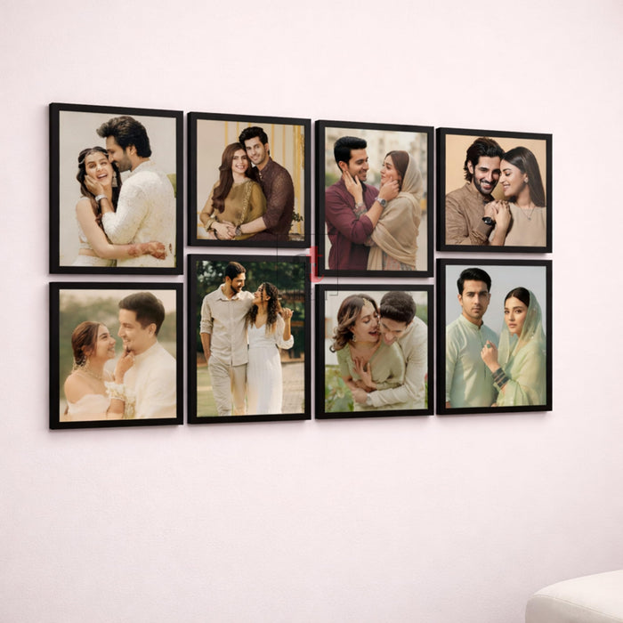 Art Street Photo Frame Set of 8 Black Wall Decor Collage Display Hanging Family Picture Frames Gallery Collection Decor Items Wall Mount Frames Birthday Anniversary Gift, 8x8 and 8x12 In