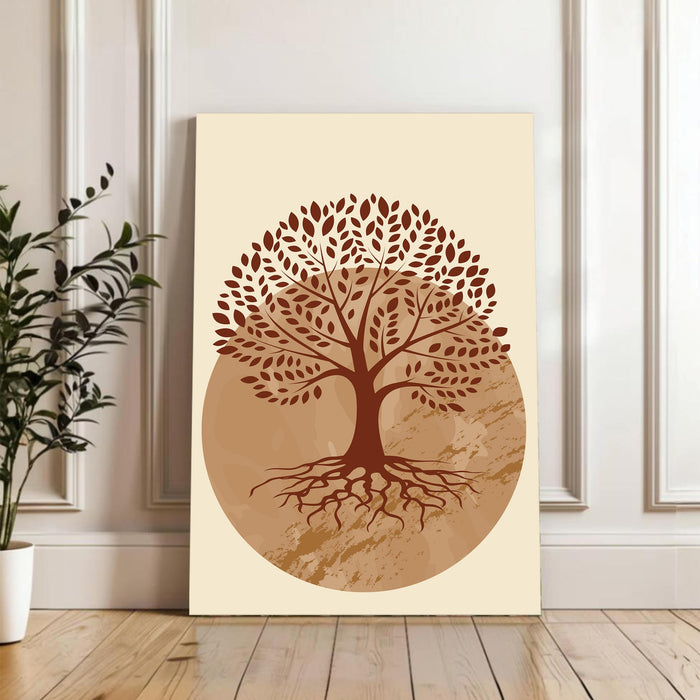 Abstract Desert Tree Stretched Canvas Wall Art Modern Boho Illustration Painting for Home & Office Wall Decor, (16x22 Inch)