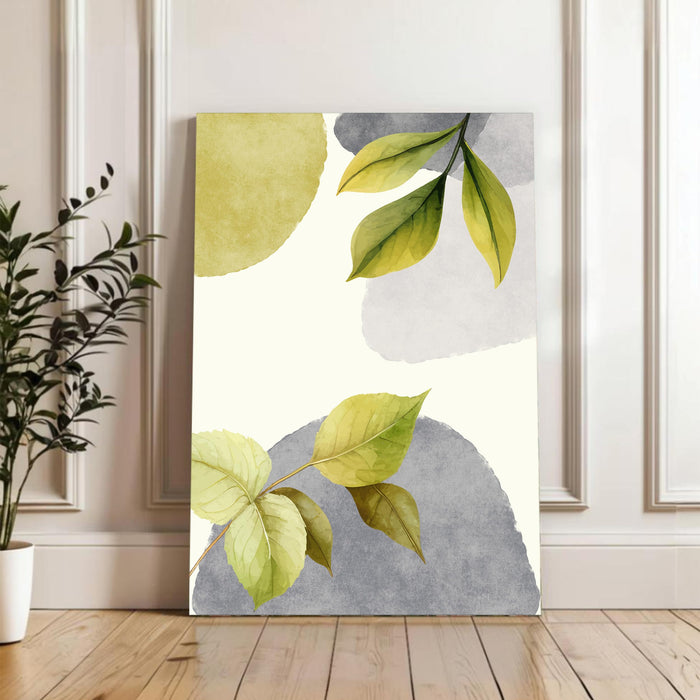 Abstract Botanical Leaves Stretched Canvas Wall Art Modern Boho Illustration Painting for Home & Office Wall Decor, (16x22 Inch)