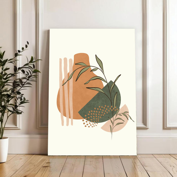 Abstract vase Botanical Stretched Canvas Wall Art Modern Boho Illustration Painting for Home & Office Wall Decor, (16x22 Inch)