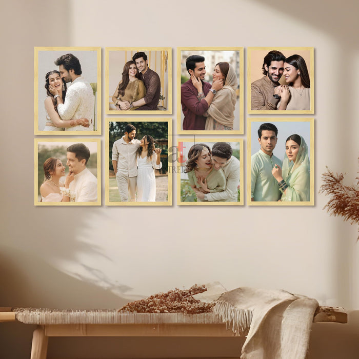Art Street Photo Frame Set of 8 Beige Wall Decor Collage Display Hanging Family Picture Frames Gallery Collection Decor Items Wall Mount Frames Birthday Anniversary Gift, 8x8 and 8x12 In