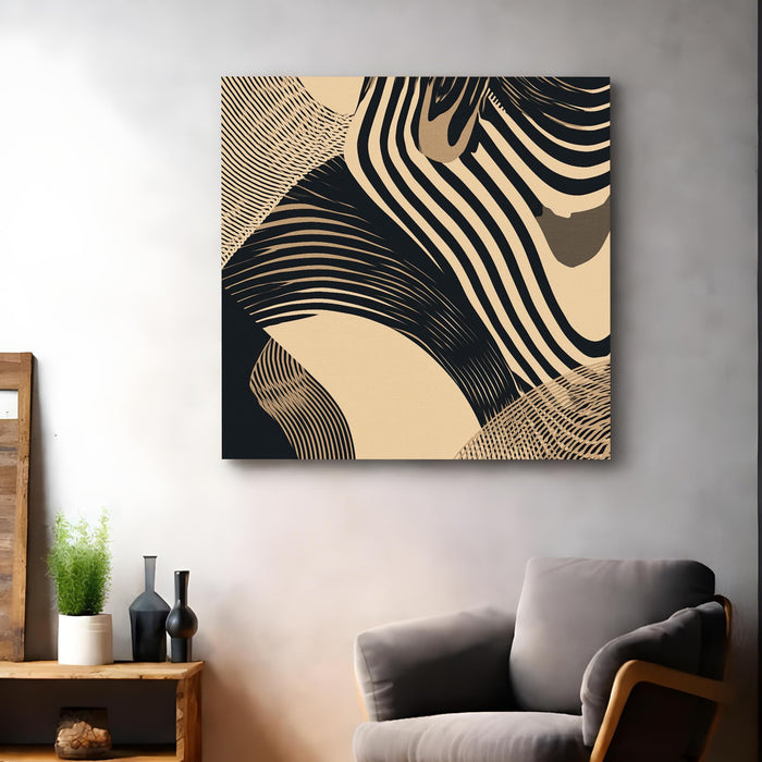 Livin'luxe Modern Optical Illusion Wall Art Painting For Living Room, Wavy Abstract Line Design Stretched Canvas Wall Art Poster for Living Room, Office & Home Decor (56xx56 cm)