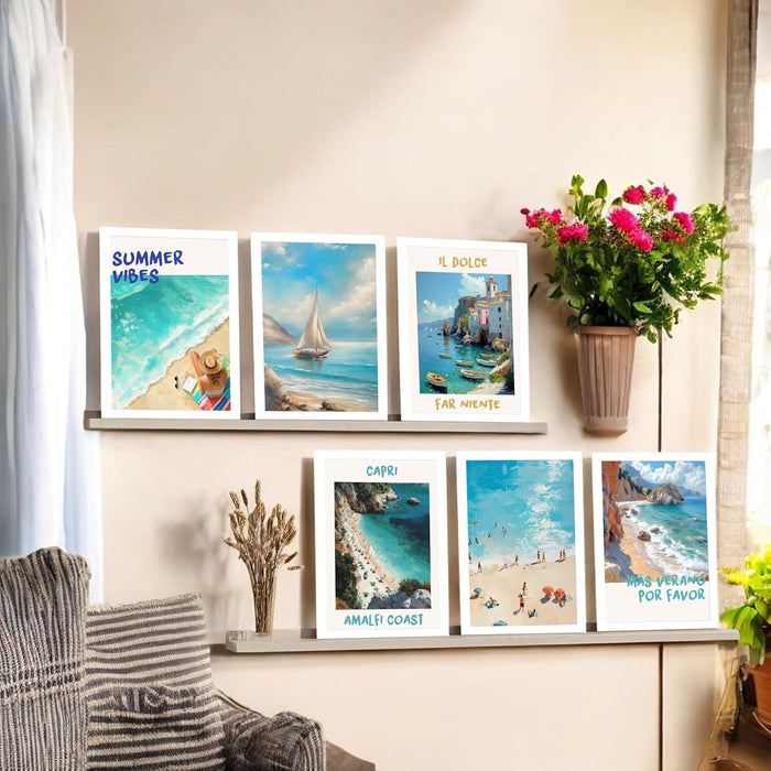 Beach-Ocean Nautical Theme Framed wall Art Print for Home Decor Set of 6 (A4)