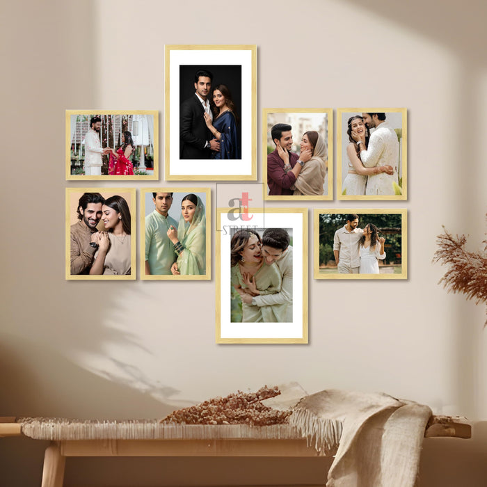Art Street Photo Frame Set of 8 Beige Wall Decor Collage Display Hanging Family Picture Frames Gallery Collection Decor Items Wall Mount Frames Birthday Anniversary Gift, 8x12 and 12x16 In