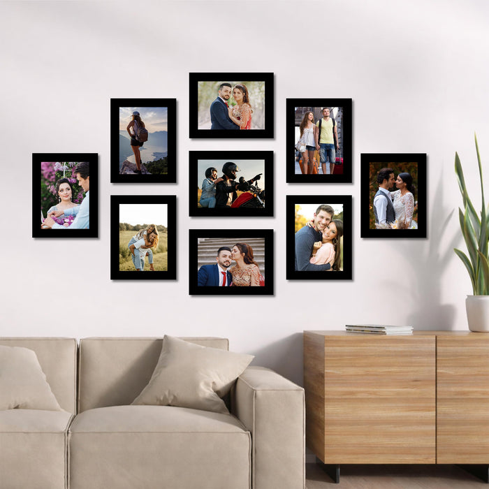 Art Street Family Photo Frame Set of 9 for Wall Decor, Wooden Finish Collage Picture Frames for Living Room, Bedroom & Home Decoration, Multi-Size Wall Hanging Gallery Frame Set, (Size, 6x8 Inch)