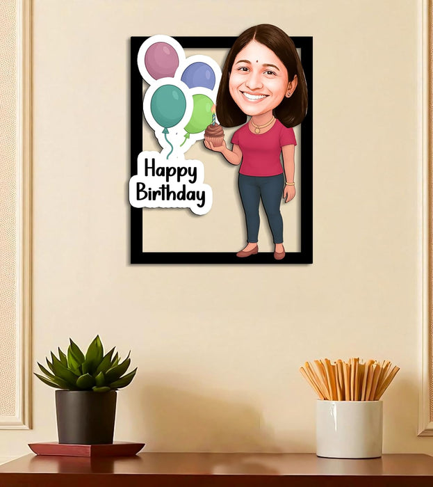 Happy Birthday For Women Personalized Gift for Friends, Sister, BFF, Girlfriend, Mother Character Caricature Standee, Photo Frame Unique Design Customized Gift for Friends & Family