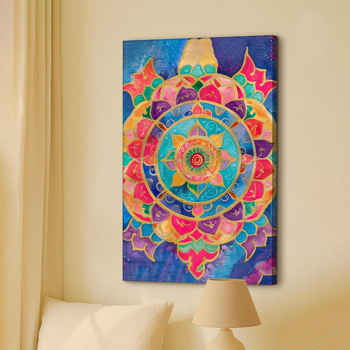 Abstract Multicolor Mandala Painting Multicolor Wall Art on Stretched Canvas – Frameless Unframed Gallery Wrap Canvas Wall Art 22x34 Inch