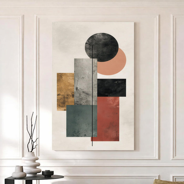 Boho Abstract Stretched Canvas Painting For Living Room | Earthtone Modern Stretched Canvas Wall Art For Livingroom Home Decor, Bedroom, Hallway's, Office, Hotel - 56x86 cm