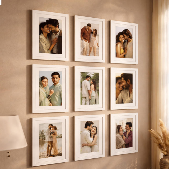 Art Street Premium Photo Frame for living room, Classic Aesthetic Design Photo Frames for Photograph, Art Work, Kids Room Set of 9 (11x14 Inch, White)