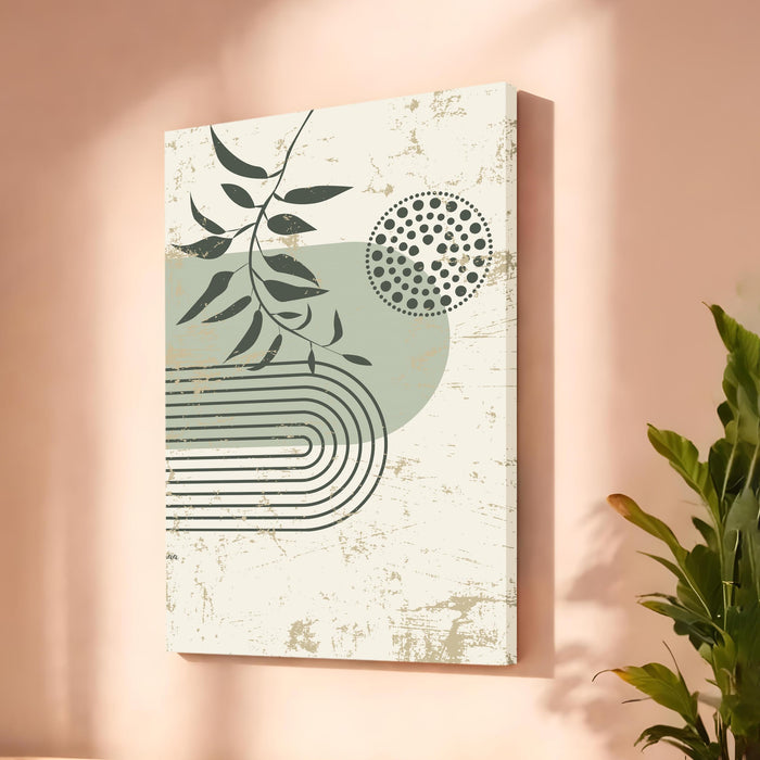 Boho Botanical Branch Stretched Canvas Painting For Living Room | Abstract Leaf Stretched Canvas Wall Art For Livingroom Home Decor, Bedroom, Hallway's, Office, Hotel - 56x86 cm