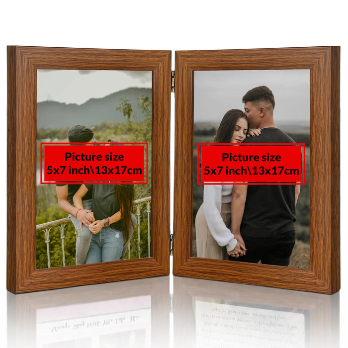 Art Street Folding Table Stand Valentine Couple Brown 5x7 Inch Photo Frame For Home Décor | Foldable Photo Frame with Acrylic Plexiglass | For Bedroom, Hallways, Office, Living Room (13x18 CM)