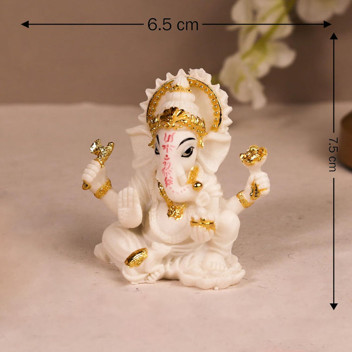 Ganesh Ji Statue Showpiece Murti, Crafted from Marble Finish Ganesh Ji  (White, 6x7 cm)