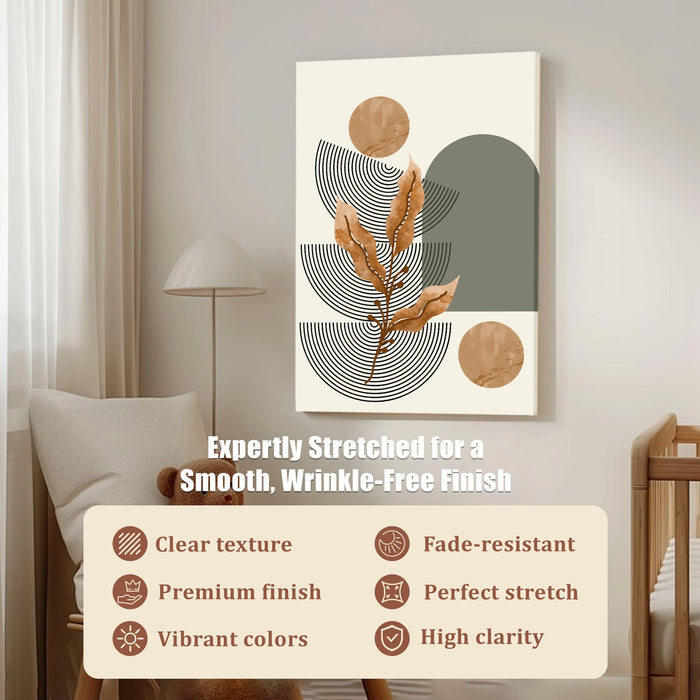 Abstract Leaf Face Stretched Canvas Wall Art Modern Boho Illustration Painting for Home & Office Wall Decor, (16x22 Inch)