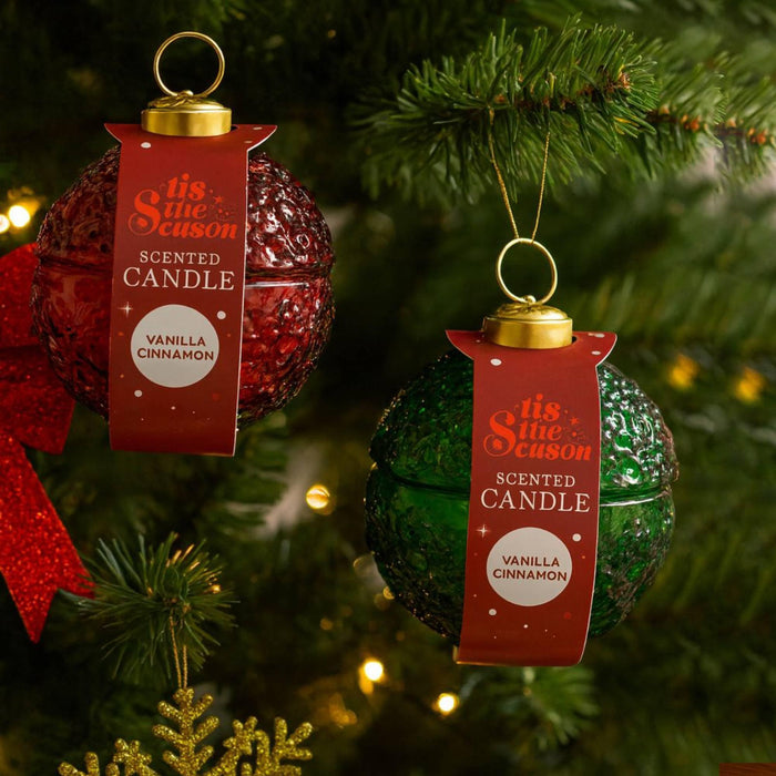 Art Street Christmas Ornament Candle Set – Festive Red & Green Soy Wax Scented Candles for Home Décor, Holiday Decoration, Winter Aromatherapy, Gift Set for Christmas, Xmas Party & Home Décor