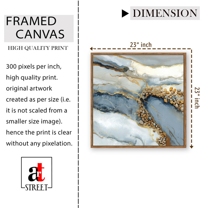 Abstract Geode Framed Painting For Living Room | Luxury Crystal Stone Large Canvas Painting With Frame Wall Art For Bedroom, Hallway's, Office, Hotel, Size 58x58 cm
