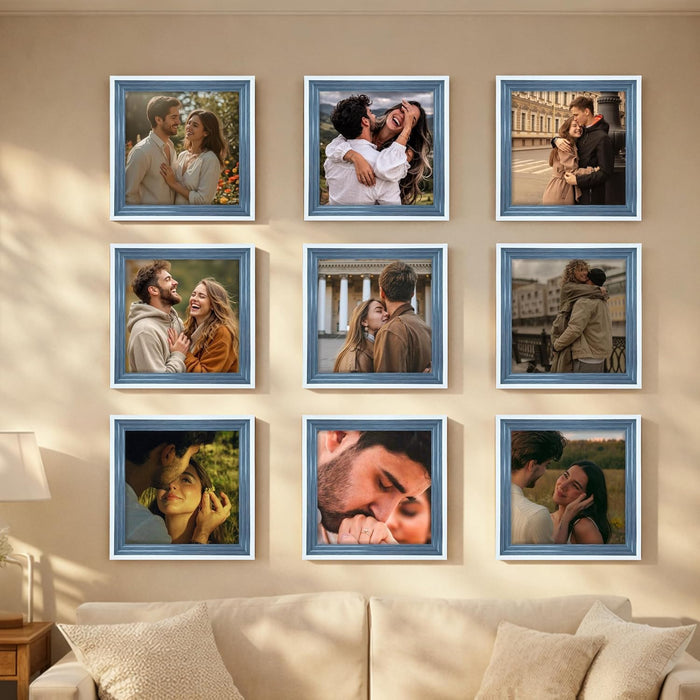 Wooden Cave Design Photo Frame Set of 9 | Black Picture Frames for Photos, Artwork & Certificates | Wall Décor for Living Room & Home (11x14 Inch)