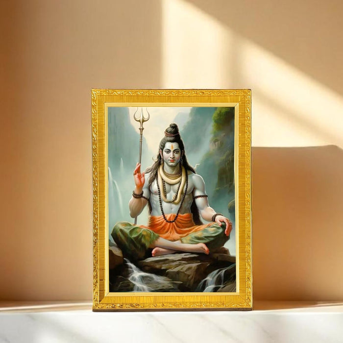Mahadev Shiv Photo Frame for Mandir, Pooja Room | Divine Hindu Deity Wall Art (10x13 Inch)