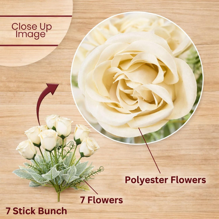 Art Street Artificial White Rose Flowers Bouquet for ' S Day, Rose Flowers Bunch