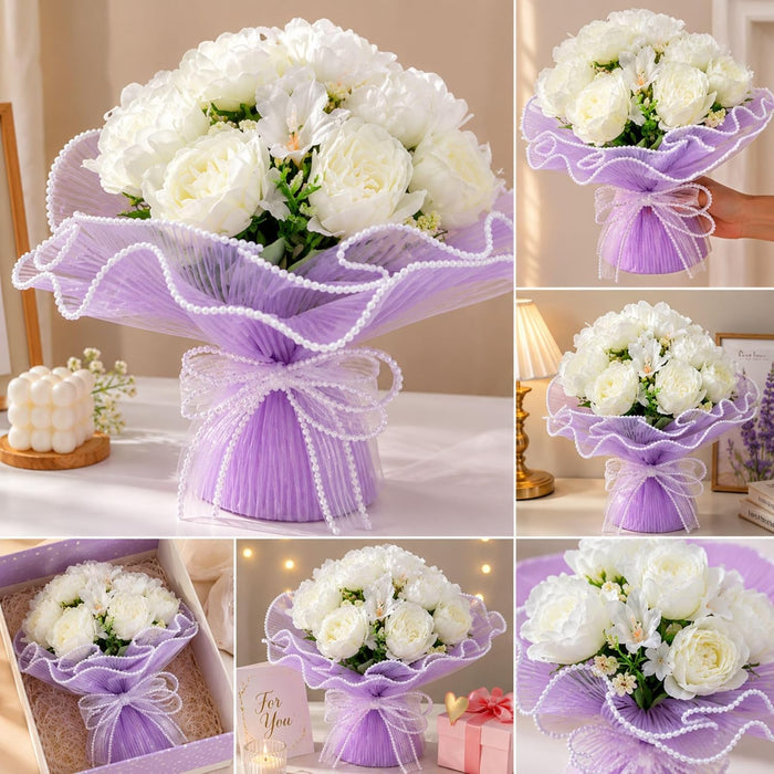 Art Street Artificial White Peony Flower Bouquet for Home Decor |